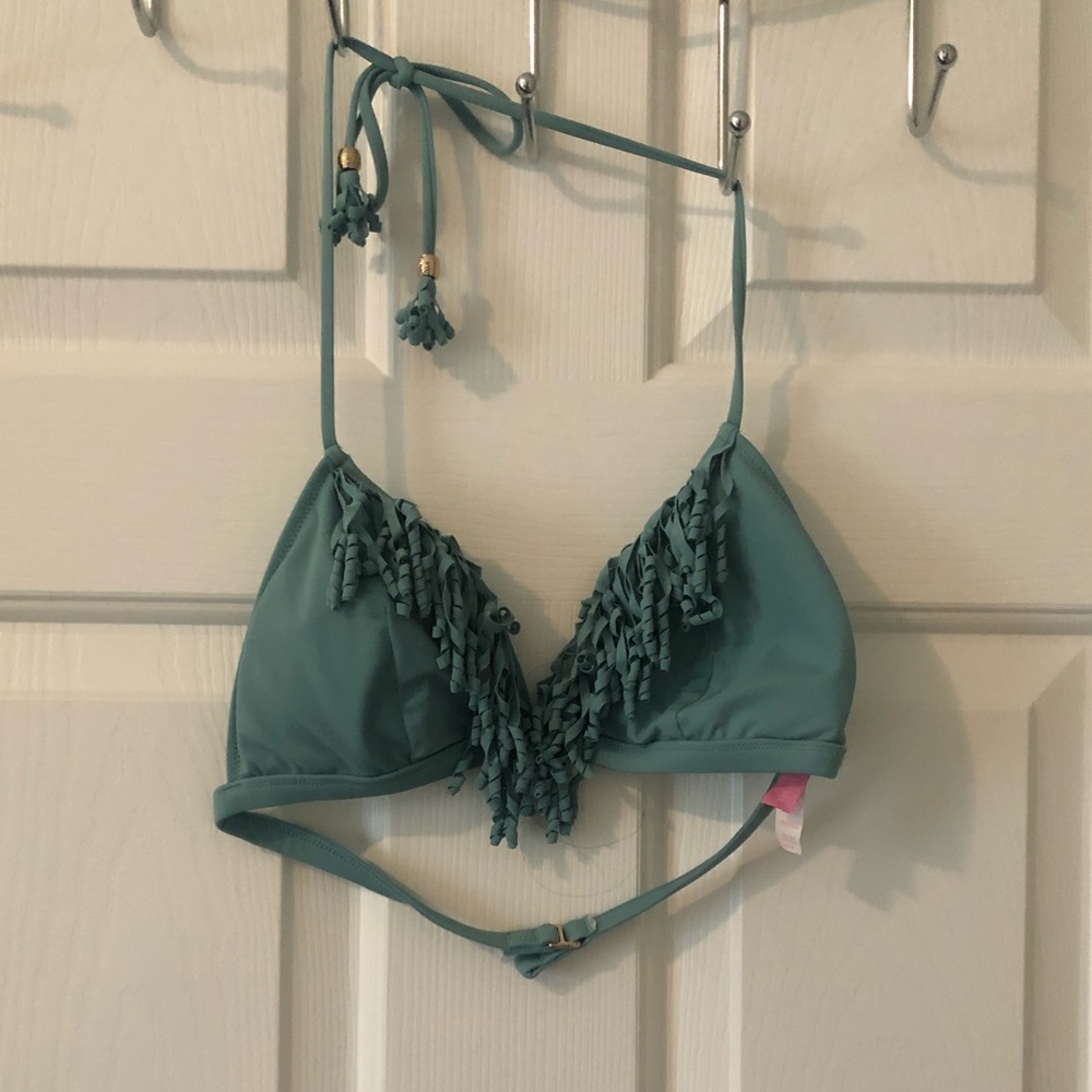 VS fringed jade bikini top-M